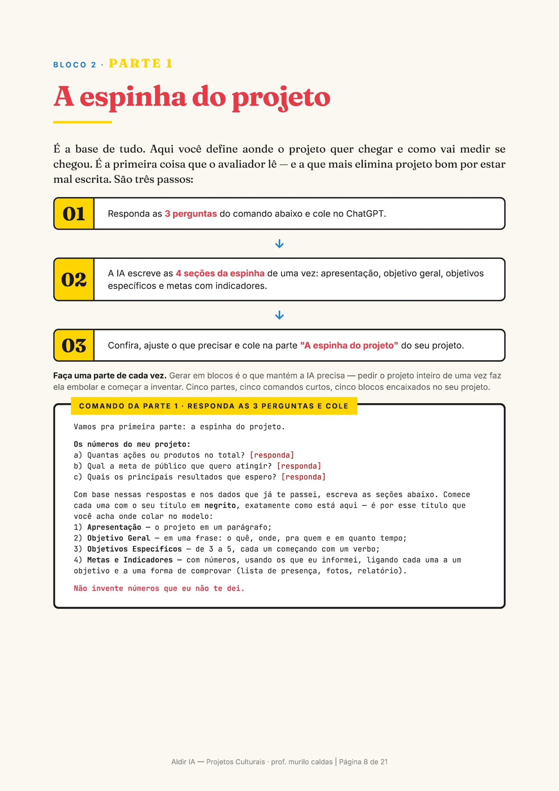 Página de uma parte do projeto