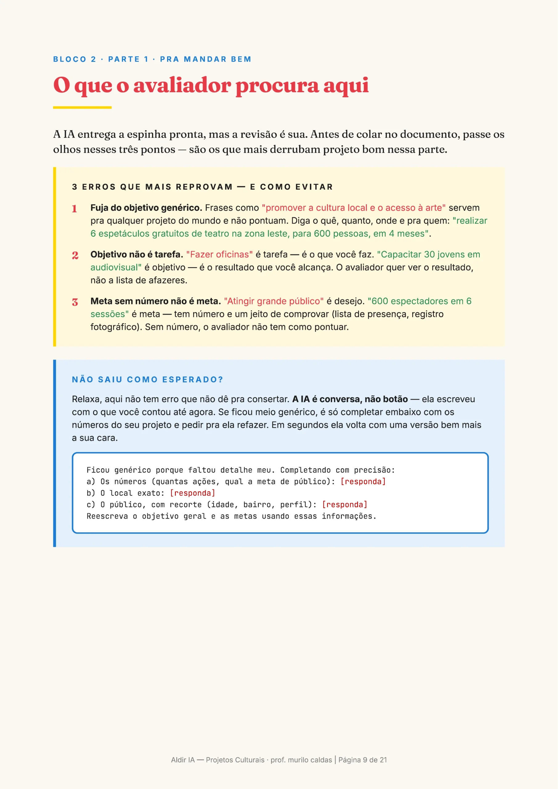 Página de revisão do projeto